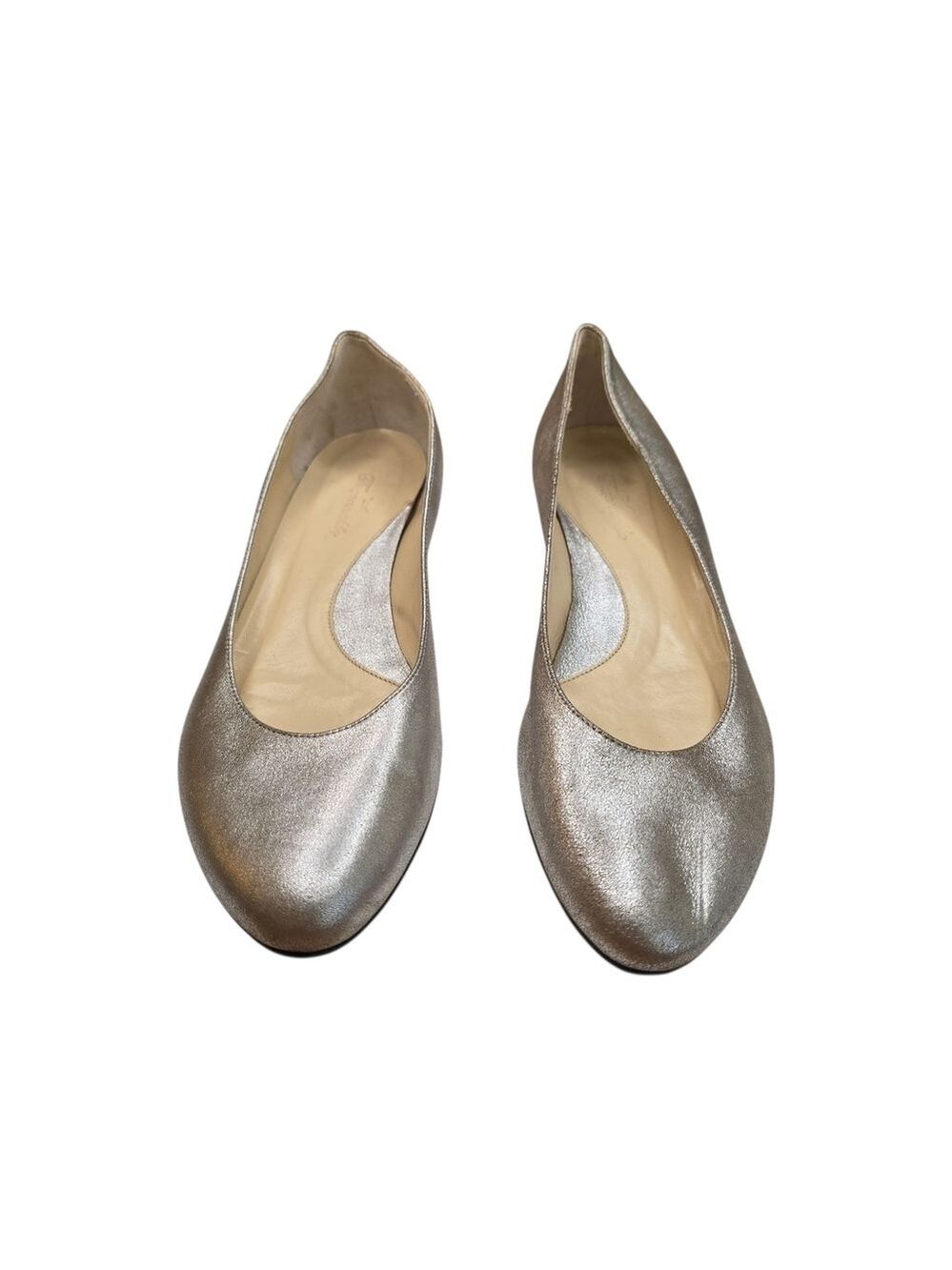 Faconnable Silver Almond Toe Flats 7.5 - Picture 2 of 9